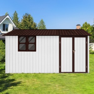 Coolbibila-10Ftx12Ft Storage Sheds, Metal Sheds With Waterproof Roofs And Durable Metal Frame, Tool Sheds With Lockable Doors And Window - 1 of 4
