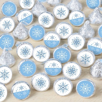 Big Dot of Happiness Blue Snowflakes - Winter Holiday Party Small Round Candy Stickers - Party Favor Labels - 324 Count