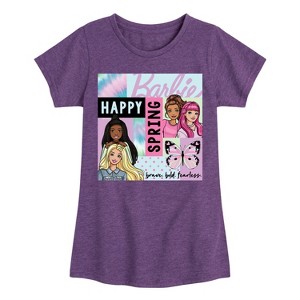 Girls' - Barbie - Happy Spring Fitted Short Sleeve Graphic T-Shirt - 1 of 4