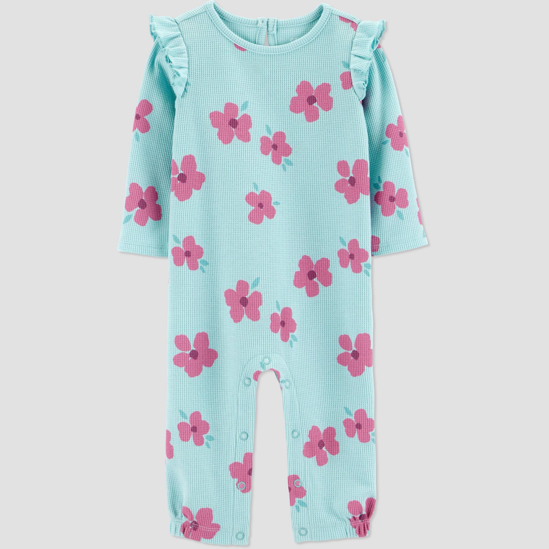 Carter's Just One You® Baby Girls' Floral Long Sleeve Romper - Purple/Mint Green