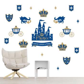 Big Dot of Happiness Royal Prince Charming - Peel and Stick Nursery and Kids Room Vinyl Wall Art Stickers - Wall Decals - Set of 20