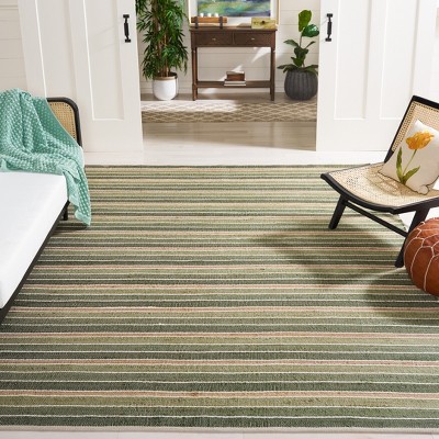 Boho-Chic Handwoven Striped Kilim Wool Area Rug - 6' x 9'