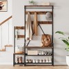 Coat Rack Shoe Bench with 10 Hooks, 5-Tier Shelf Entryway Hall Tree with Storage, Metal Frame Hallway Organizer, 4-in-1 Wood Look Accent Furniture - 3 of 4