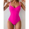 Eomenie Women's Tummy Control One Piece Swimsuit Slimming Lace Up Back Bathing Suit V Neck Swimwear - 2 of 3