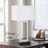 360 Lighting Todd Modern Table Lamp 30" Tall Steel Open Rectangle with USB and AC Power Outlet in Base White Shade for Bedroom Living Room Bedside - 2 of 4