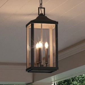 Urban Ambiance Luxury Farmhouse Outdoor Pendant 23.75''H x 9.5''W,  Midnight Black Finish,  Calderdale Collection, UHP1401 - 1 of 4