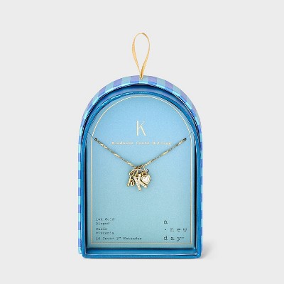 14K Gold Dipped Charm Initial Pendant Necklace - A New Day™ Gold