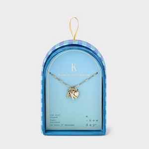 14K Gold Dipped Charm Initial Pendant Necklace - A New Day™ Gold - 1 of 4