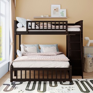 NicBex Twin over Full Bunk Bed Removable Loft with Wheels, 6 Drawers and 3 Shelves, Inclined Ladder and Guardrail, No Box Spring Required - 1 of 4