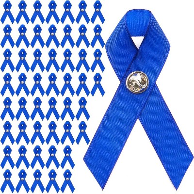 Bright Creations 50 Pack Blue Satin Awareness Ribbons with Clutch Pins (3.5 inches)