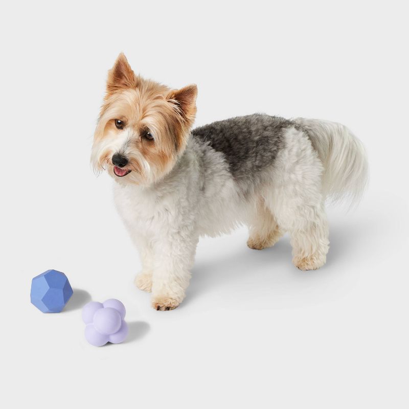 Rubber Faceted Ball Tough Chew Dog Toy - 2pk - Assorted Blue - Boots &#38; Barkley&#8482;, 3 of 5