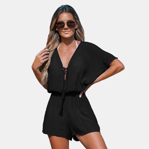 Women's Plunging Dolman Sleeve Romper Cover Up - Cupshe - 1 of 4