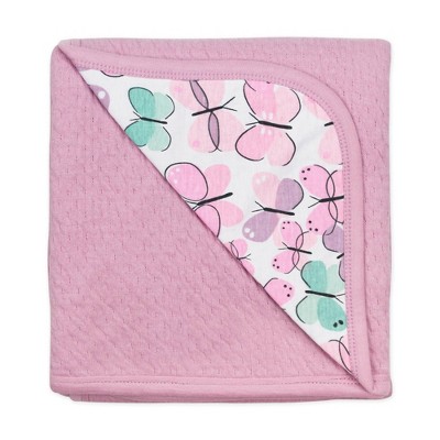Image of Honest Baby Organic Cotton Reversible Mini-Quilted Receiving Blanket - Flutter