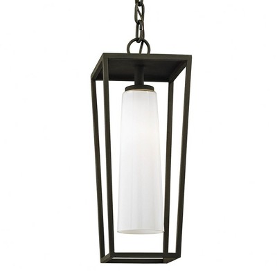 Troy Lighting Mission Beach 1 - Light Pendant in  Black Opal White Shade