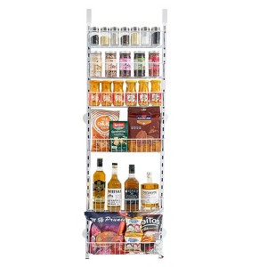 VEVOR Over the Door Pantry Organizer, 6-Tier Pantry Organization and Storage, Heavy-Duty Steel Hanging Spice Rack, White - 1 of 4