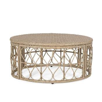 Bruce Outdoor Wicker Coffee Table Light Brown - Christopher Knight Home
