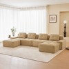 153" Corduroy U-Shaped Modular Sectional Sofa with 2 Movable Ottomans, Pearl-Like Piping, and Tufted Design - 2 of 4
