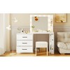 Sapphtopaz Makeup Vanity Desk with Lights Elegant Vanity Desk with Socket, Hairdryer Shelving, Mirror, Drawer for Bedroom, Powder Room - 4 of 4