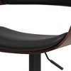 Mid-Century Modern Vegan Faux Leather Adjustable Swivel Barstool with Padded Seat and Bentwood Frame, Powder-Coated Base for Kitchen or Bar Area - 2 of 4