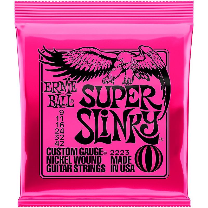 Ernie Ball 2223 Nickel Super Slinky Pink Electric Guitar Strings 3 Pack, 2 of 4