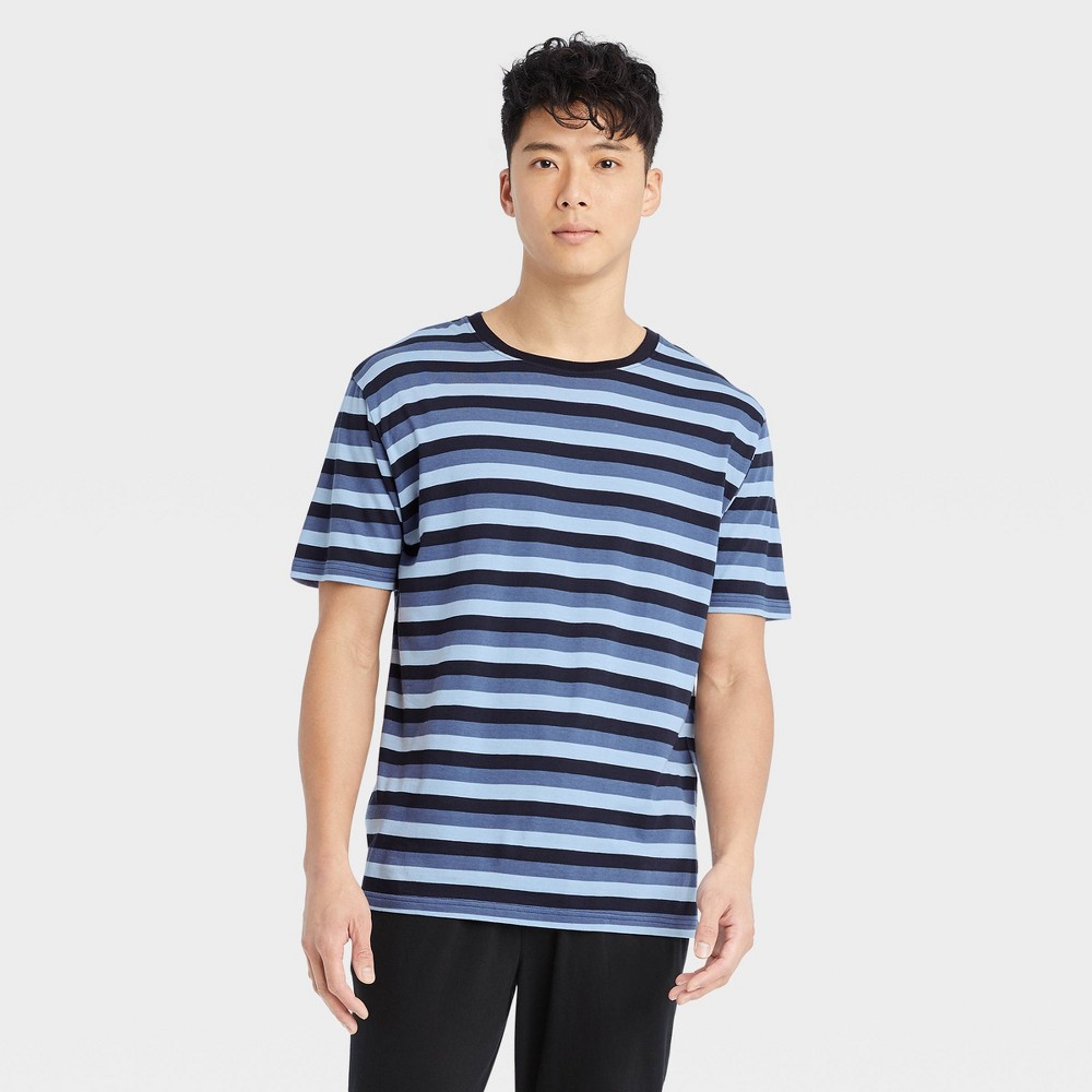 Photos - Other Textiles Hanes Premium Men's Striped Jersey Pajama Top - Blue XL