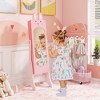 Costway Kids Vanity Set Princess Makeup Dressing Table and Chair Set with Jewelry Armoire White/Pink - 4 of 4