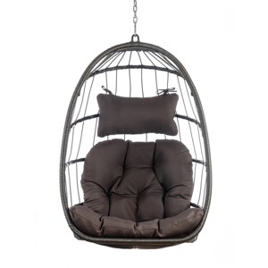 Nestfair 3.6ft Wicker Outdoor Hammock Chair with Cushion Dark Gray - 1 of 4