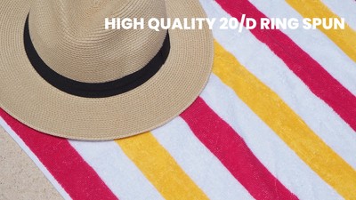 Oversized Red and Yellow Cotton Striped Beach Towels, 4-Pack