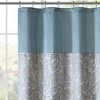 Charlotte Jacquard Shower Curtain Teal - Madison Park: Faux Silk, Buttonhole Top, Machine Washable - 2 of 4