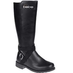bebe Girl's Tall Fashion Boots with Shimmer Micro Straps, Plate and Buckle for Little Girls - 1 of 4