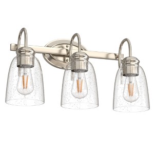 DORESshop 3-Light Vintage American Style Vanity Light with Sand Nickel Finish, Waterdrop Glass Shades, E26 Sockets, Non-Integrated Bulbs - 1 of 4