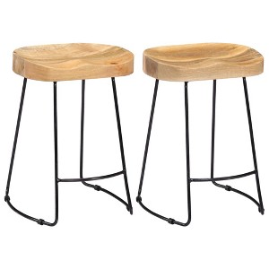 vidaXL Bar Chair Set of 2 Brown and black - 1 of 2
