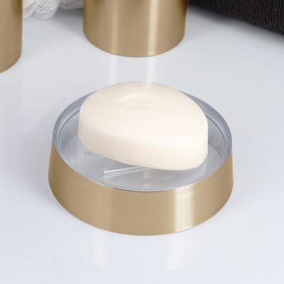 Evideco French Home Goods Sleek Brushed Soap Dish with Clear Bottom - Perfect for Elegant Bathroom Decor and Organizing Accessories