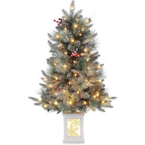 3FT Prelit Artificial Christmas Tree with Lights, 3 Foot Artificial Christmas Tree, 78 LED Prelit Christmas Tree - 1 of 4
