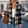 Coolmee Fuzzy Fleece Jackets for Women Casual Button Down Jacket Warm Plaid Shacket Fall Winter Coats Outwear - 3 of 4