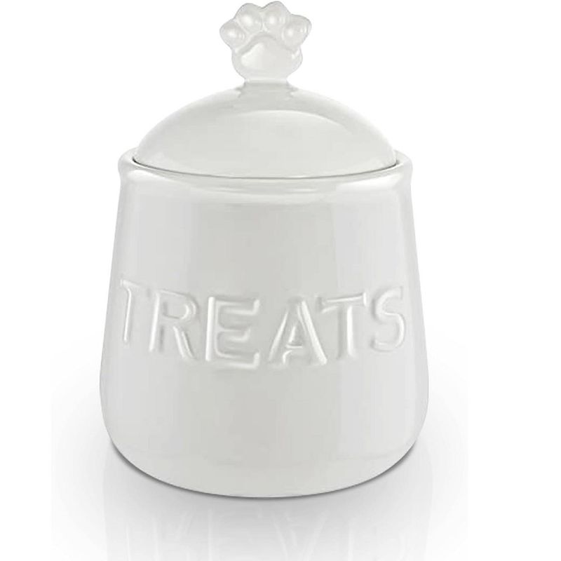 KOVOT Ceramic Pet Treat Jar - Ivory White, Airtight Lid, Paw Handle - Ideal for Dog Snacks & Treats, 1 of 7