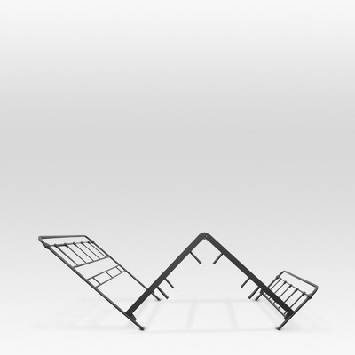 Full Size Black Metal Bed Frame with Headboard and Slats
