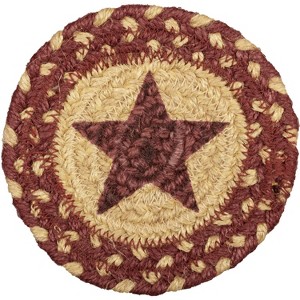 Burgundy Tan Jute Coaster Stencil Star Set of 6 - 1 of 4