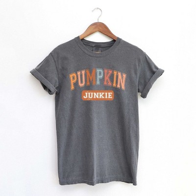 Simply Sage Market Women's Varsity Pumpkin Junkie Short Sleeve Garment Dyed Tee