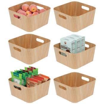 mDesign Wood Grain Kitchen Food Storage Bin with Handles - 6 Pack