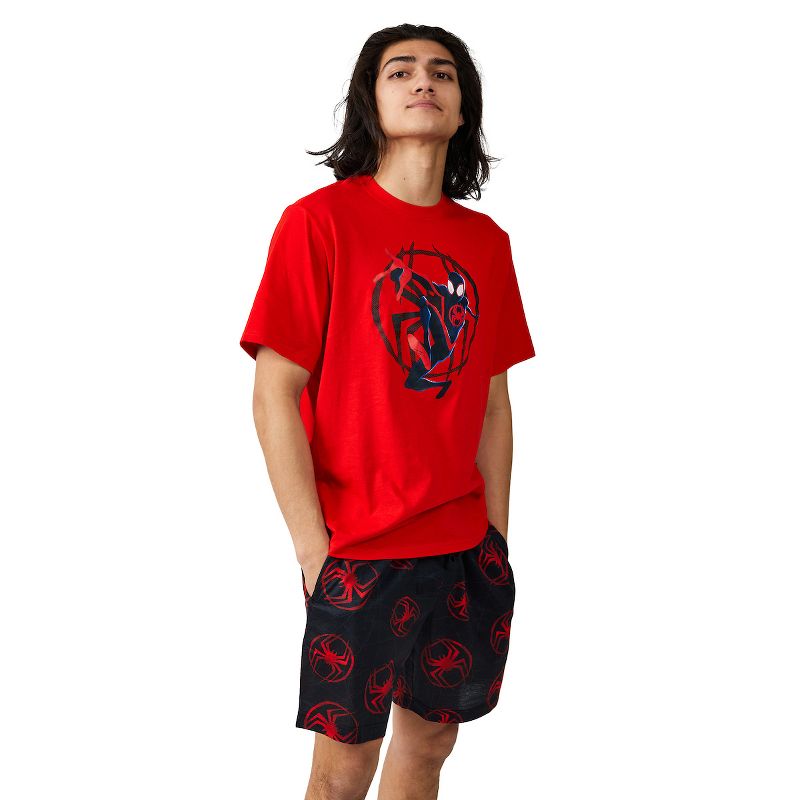 Spider-Man Into The Spider-Verse Miles Morales Men's 2-Pair T-shirt & Lounge Shorts Sleep Set, 4 of 7