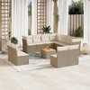 vidaXL Patio Sofa Set with Cushions Outdoor Furniture 12 Piece Poly Rattan - Beige and Cream - 2 of 4