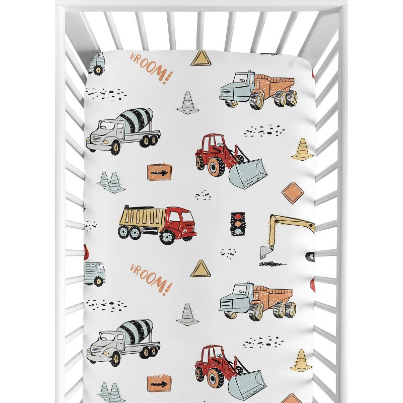 Sweet Jojo Designs Boy Baby Fitted Crib Sheet Construction Truck Collection Red and Blue, 1 of 8