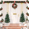 Tangkula 3 FT Artificial Entrance Christmas Tree Potted Tabletop Holiday Decoration Tree w/ 81 Branch Tips Snowy Pine Needles 1pc/2pcs - 2 of 4