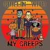 Women's Design By Humans Chillin with my creeps 80's style halloween characters By MerchHQ Racerback Tank Top - 2 of 3