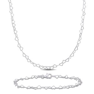 EVERLY JEWELRY | Sterling Silver 3mm Herringbone Chain Necklace and Bracelet Set -16 in + 7.5 in-Multiple Length Option - 1 of 4