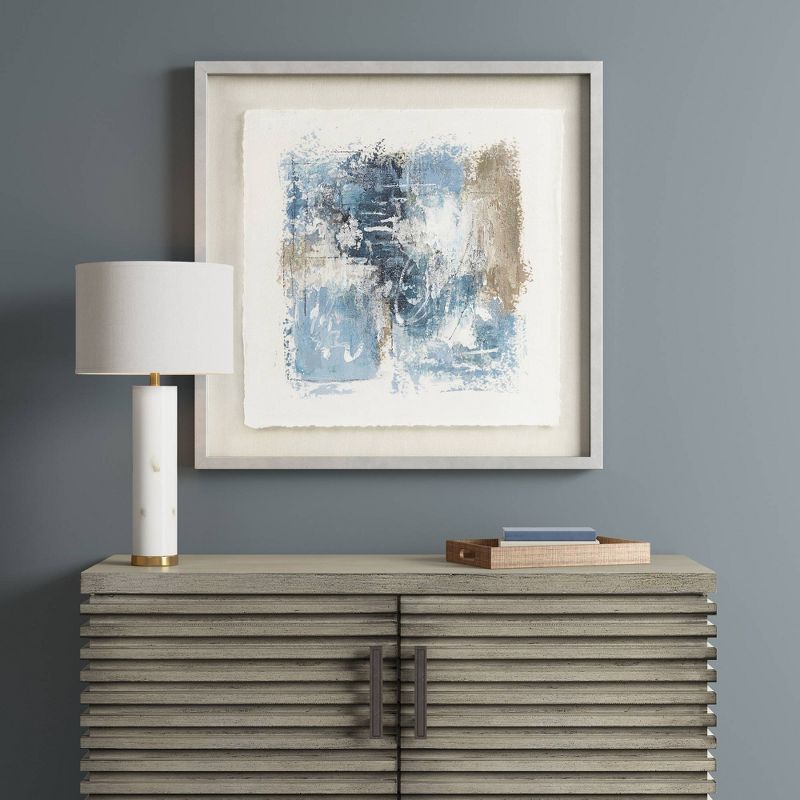 Ashlar Hand Painted Abstract Framed Glass and Matted Wall Art Blue - Madison Park, 4 of 9