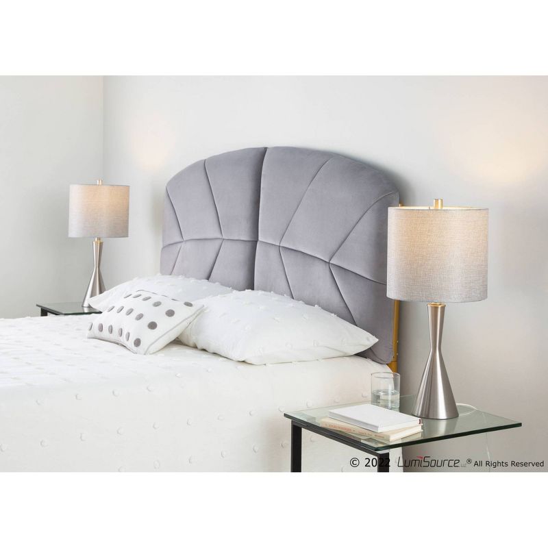 LumiSource (Set of 2) Gemma 23&#34; Contemporary Metal Table Lamps Brushed Nickel and Gray Linen Shade from Grandview Gallery, 4 of 6