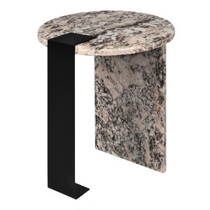 JONATHAN Y Lyra 20.66" Contemporary Natural Marble/Metal Handmade Round End Table - 1 of 4