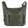 Alyssa Women's Synthetic Leather Adjustable Crossbody with Zipper Detail, Olive - 3 of 4